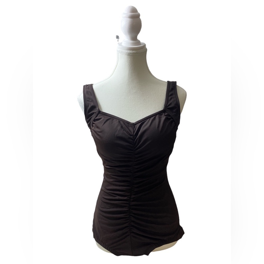 Maxine Of Hollywood - Ruched Shirred Front Girl Leg One Piece Swimsuit